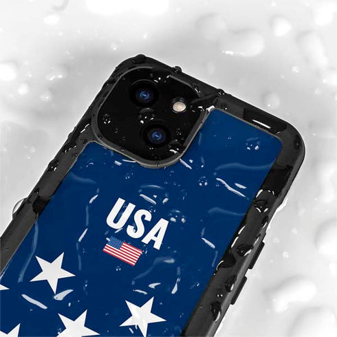 USA Flag Stars iPhone 15 Plus Waterproof Case
